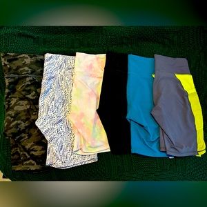 Fabletics PowerHold high waisted shorts size L large 9” bundle of 6 bottoms